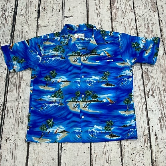 Vintage Honeymoon Surfing Hawaii Vacation Summer 1980s Short Sleeve Shirt - Picture 1 of 7